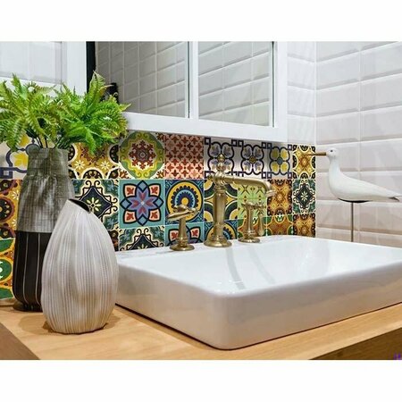 Homeroots 5 x 5 in. Euro Green Mosaic Peel & Stick Removable Tiles 400041
